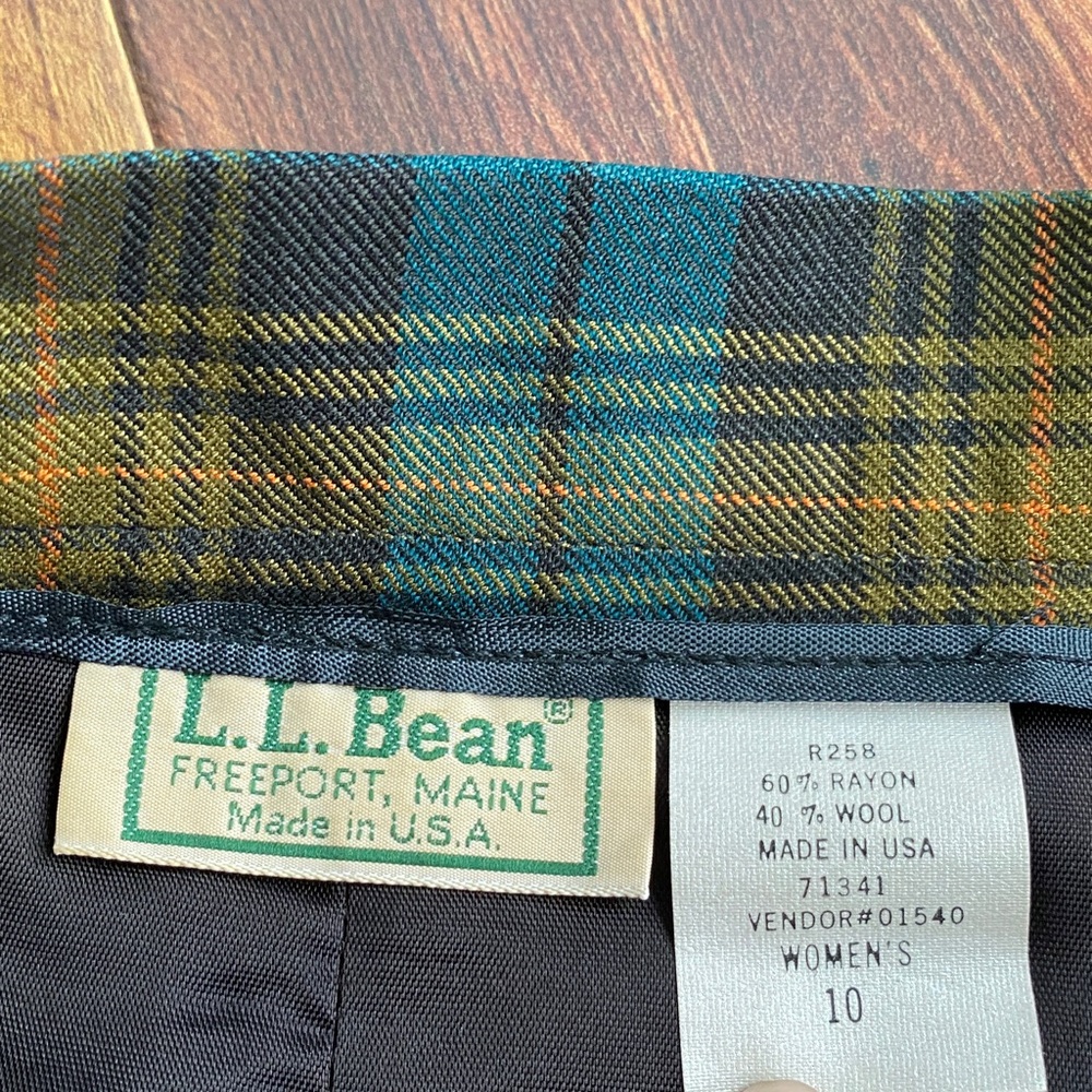 VTG LL Bean Pleated Wool Rayon Midi Skirt Lined Side Zip - Picture 4 of 8
